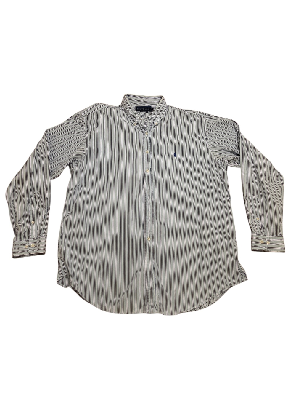 Ralph Lauren White and Blue Striped Button-Down Shirt